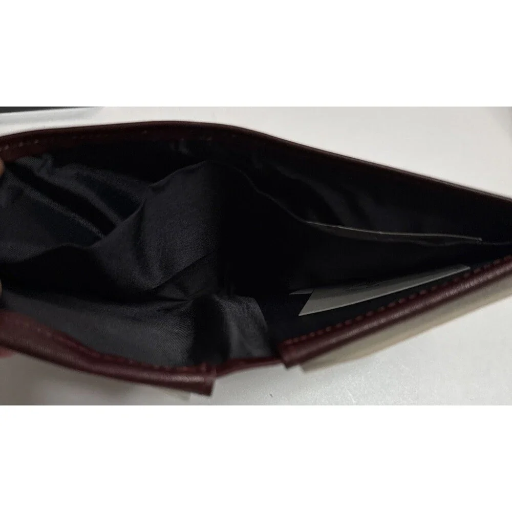 Vintage Rolfs Passport Case Billfold Mens Wine Brown Leather Golden Circle NIB